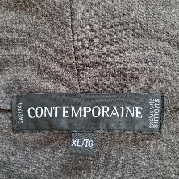 Simons Contemporaine Draped Open Front Neutral Charcoal Gray Cardigan XL - Picture 6 of 6